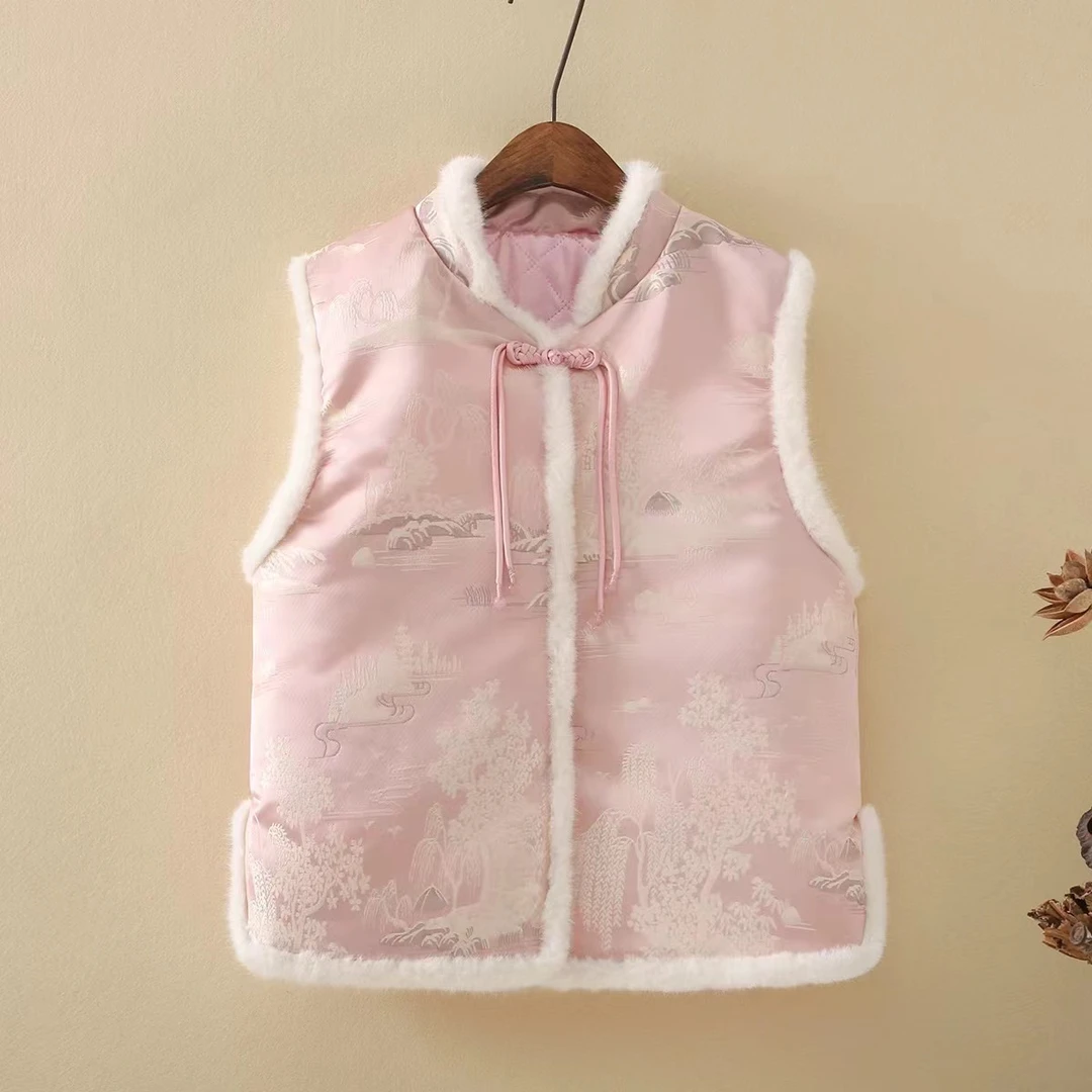 【山水人家】新中式冬季加棉加厚复古盘扣时尚气质减龄百搭马甲女