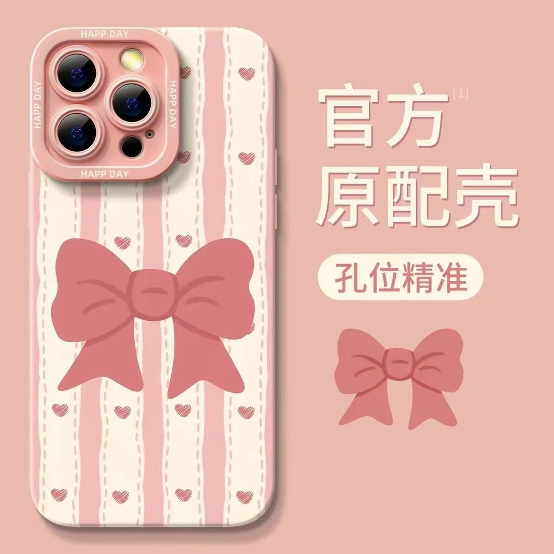 爱心蝴蝶结磨砂天使眼手机壳适用苹果OPPO华为VIVO小米