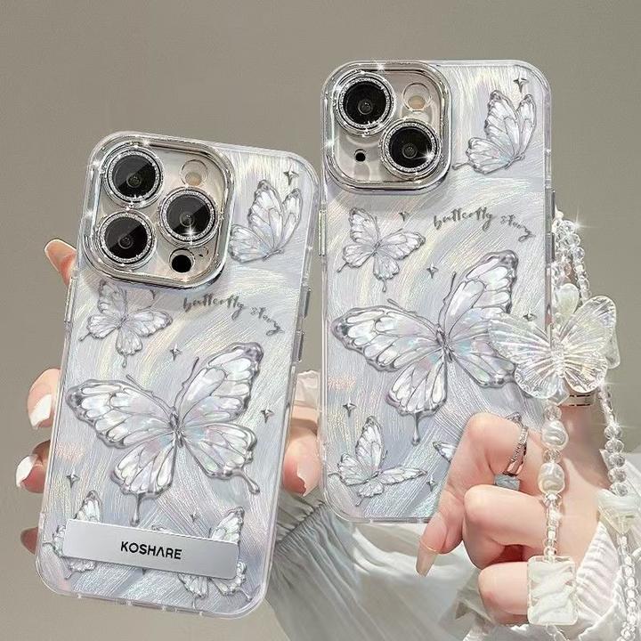 梦幻蝴蝶精孔IMD羽纱手机壳适用苹果OPPO华为VIVO小米