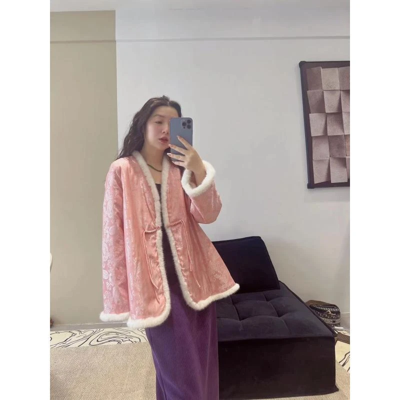 加莉新中式【语嫣】经典系列老粉感恩款夹棉棉袄棉猴外套 分码