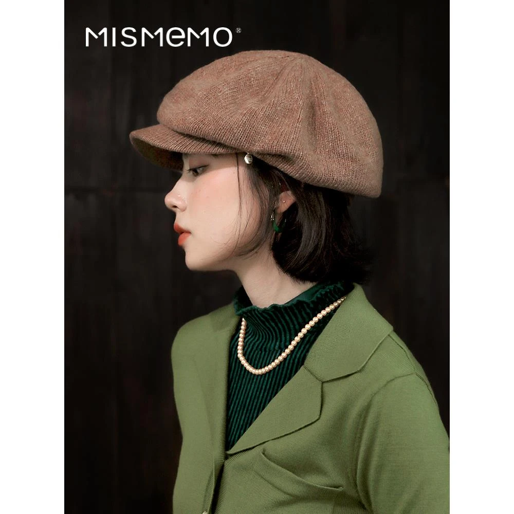 羊毛针织报童帽女秋冬新品复古气质鸭舌帽日系文艺贝雷帽