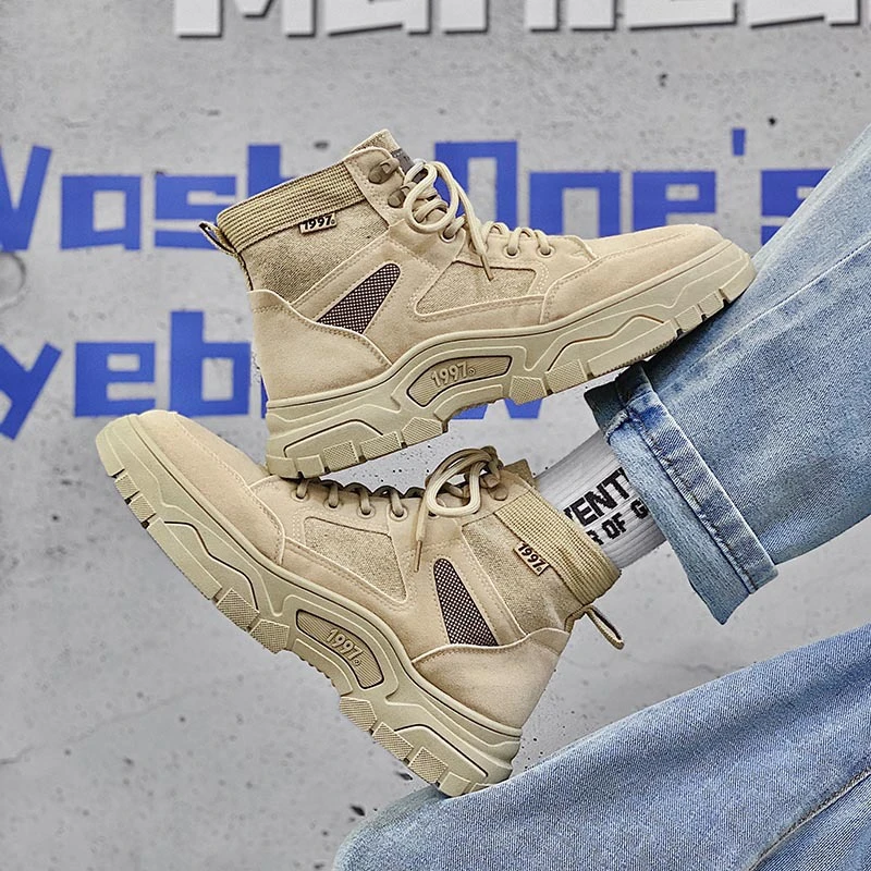 秋冬新款男士高帮马丁靴男百搭潮流复古工装靴英伦风厚底防寒短靴