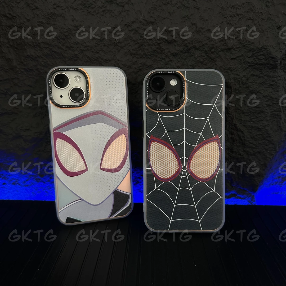蜘蛛侠苹果/华为/14/vivo/小米/镭射渐变纯色简约防摔手机壳C