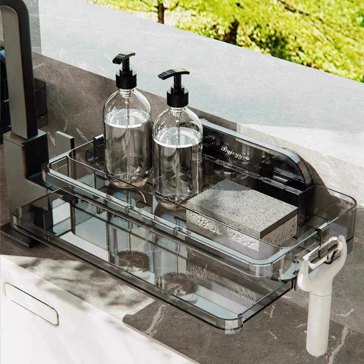 【哈乐熊】吸盘水槽置物架家用厨房大容量置物架壁挂式免打孔收纳架