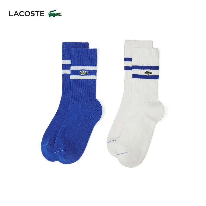 LACOSTE法国鳄鱼男女同款撞色条纹棉质舒适中筒袜长袜袜子|RA6842