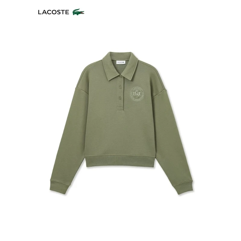 LACOSTE法国鳄鱼女装春秋季【雅丹风】百搭Polo领长袖卫衣|SF2641