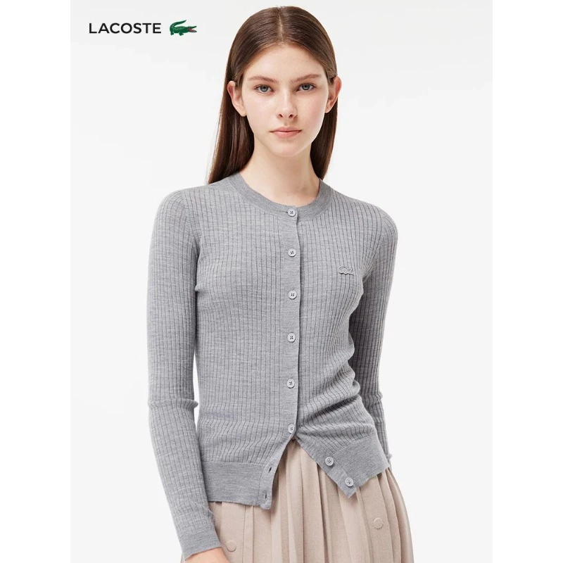 【双12抢先购】LACOSTE法国鳄鱼女装百搭圆领毛衣羊毛开衫|AF2560