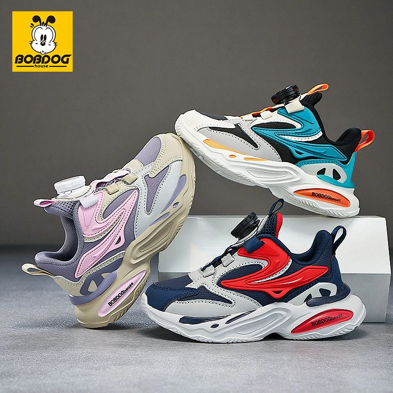 巴布豆家族男童鞋冬季新款皮面防水运动鞋中大童网面校园跑步鞋