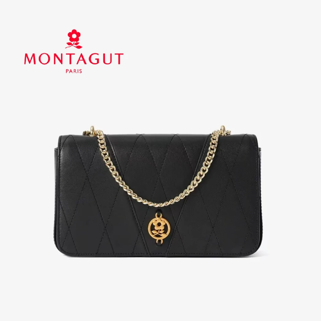 Montagut/梦特娇单肩链条斜挎包红色包包女款爆款2025新款正品