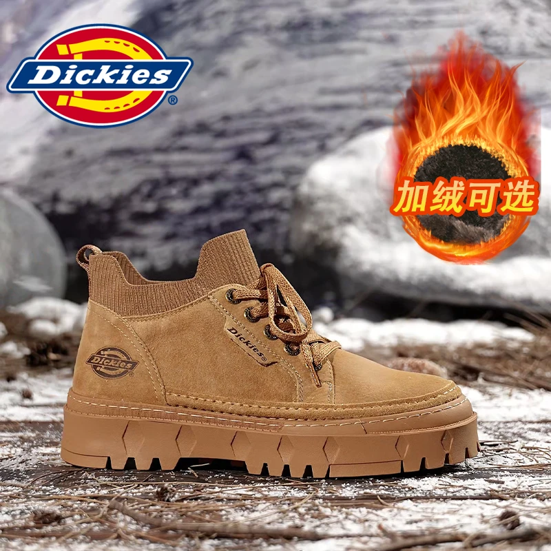 Dickies马丁靴春季保暖加绒板鞋增高皮鞋防滑工装靴棉鞋百搭男鞋
