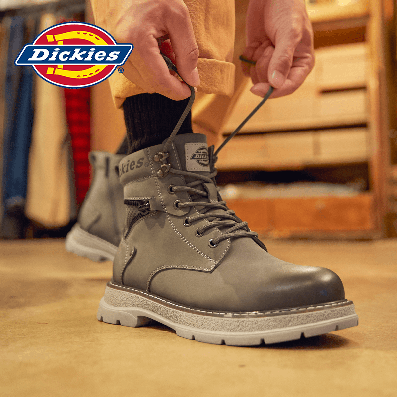 dickies 马丁靴男高帮棉鞋春季男靴侧拉链工装靴真皮男鞋男士靴子