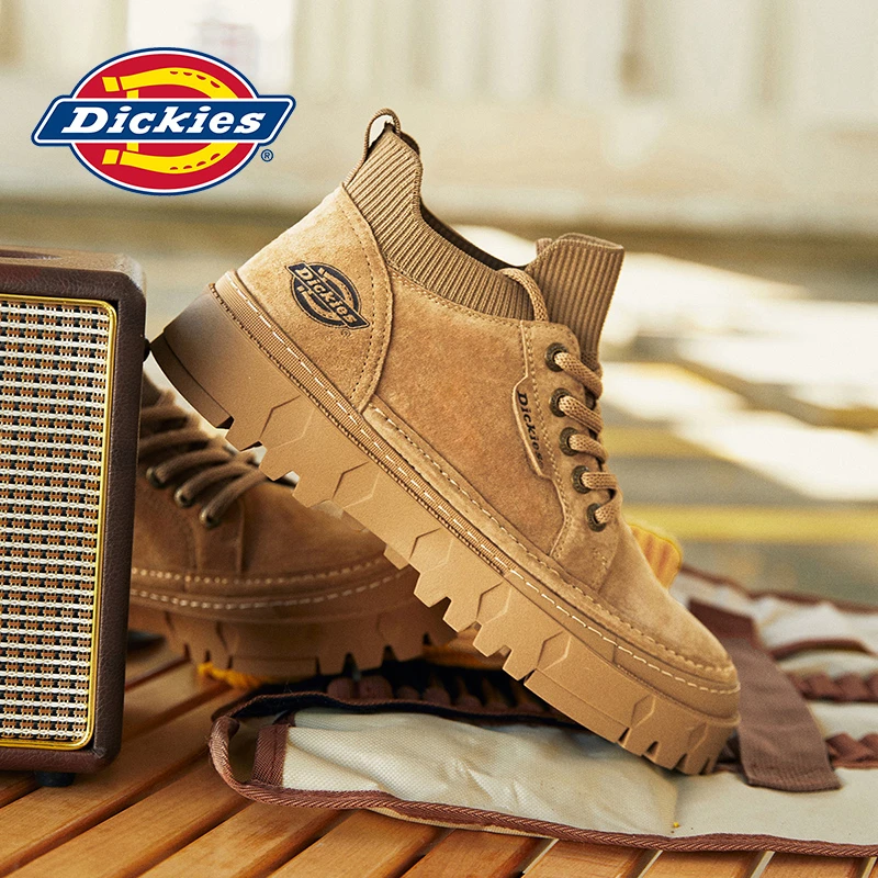Dickies马丁靴冬季保暖加绒板鞋增高皮鞋防滑工装靴棉鞋百搭男鞋