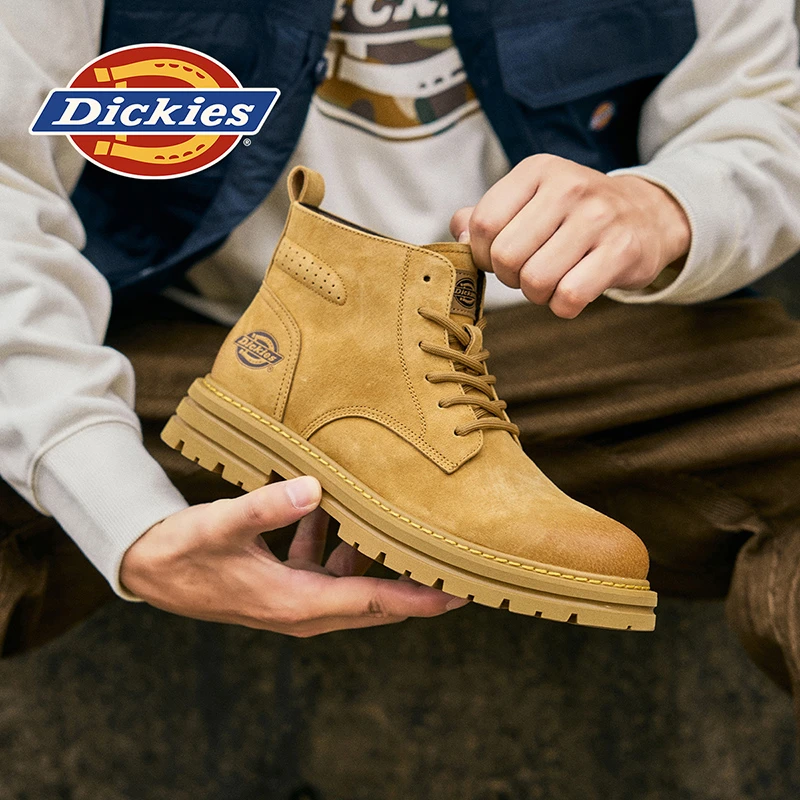 Dickies秋季大黄靴真皮休闲马丁靴男2025雅丹风靴子增高百搭鞋