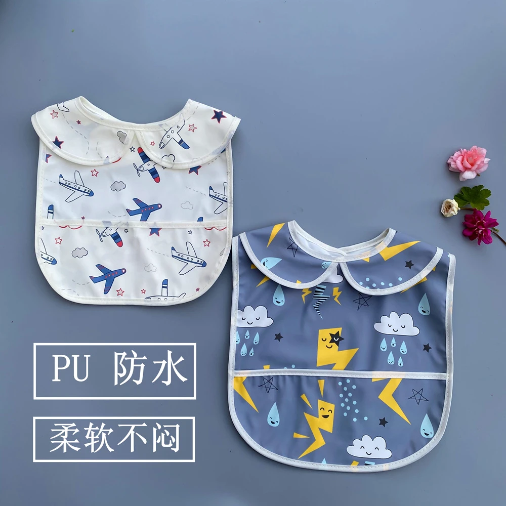 小孩子免洗防水防脏口水巾婴幼儿饭兜宝宝吃饭PU围兜围裙围嘴饭兜