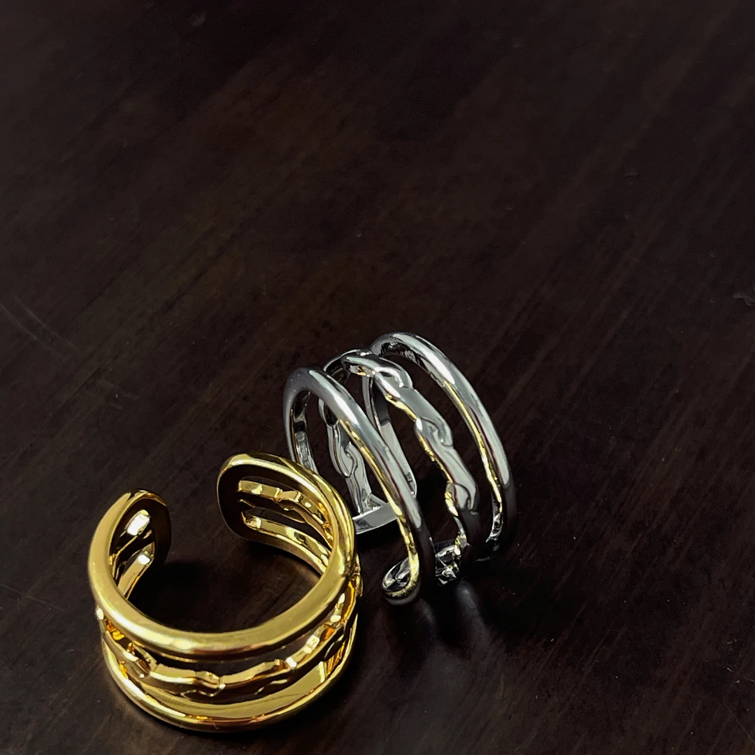 铜合金戒指 弧形戒指简约银色圈圈