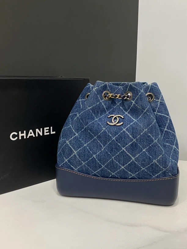 95新 Chanel/香奈儿 牛仔流浪双肩包25开22Cm/JJ04061420