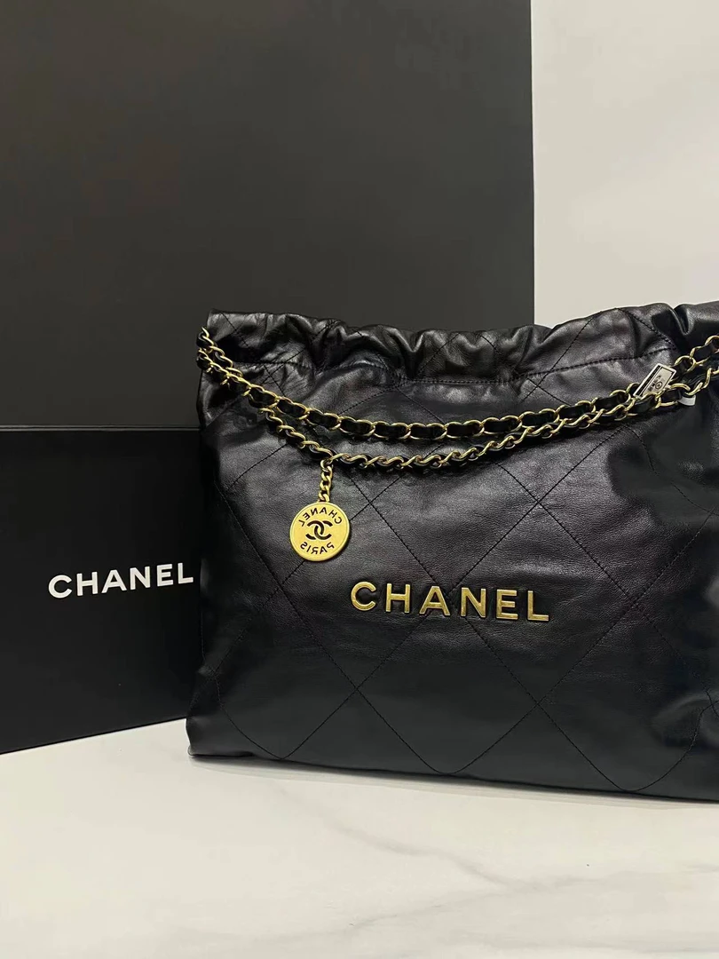 95新 Chanel/香奈儿 黑金22Bag包/芯片35cm/JJ4083101