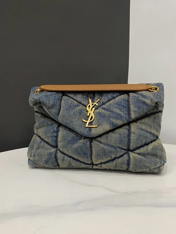 95新 YSL/圣罗兰 loulou牛仔链条包27cm/JJ04090419