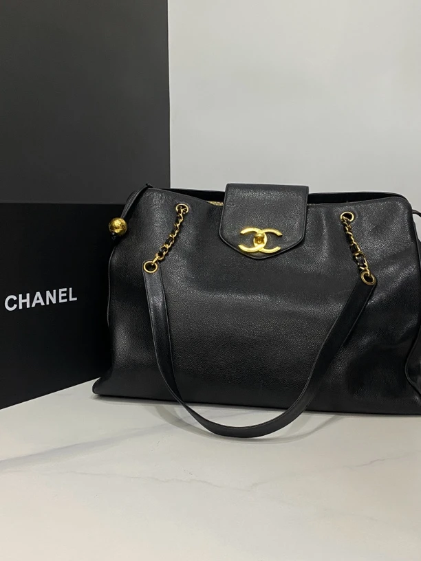 95新 Chanel/香奈儿 黑金超模包4开45Cm/HK41501116