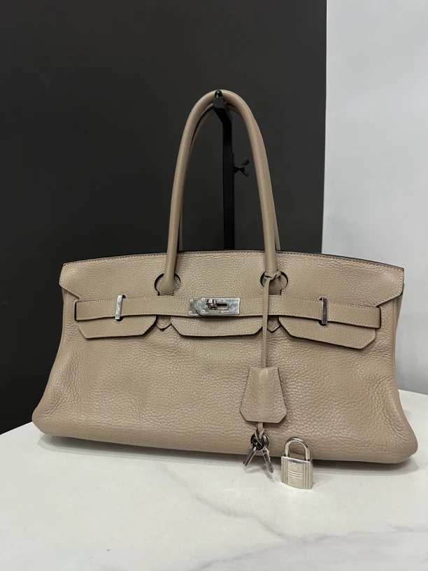 95新 Hermes/爱马仕 shoulder birkin风衣灰框M刻41cm/JJ4072713