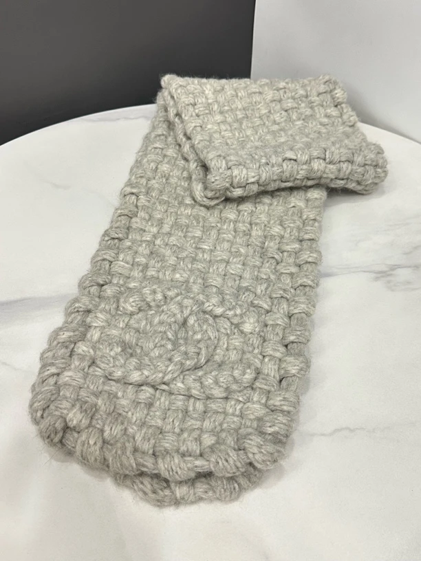 99新 Chanel/香奈儿 14B灰色粗线针织围巾/JJ4092001