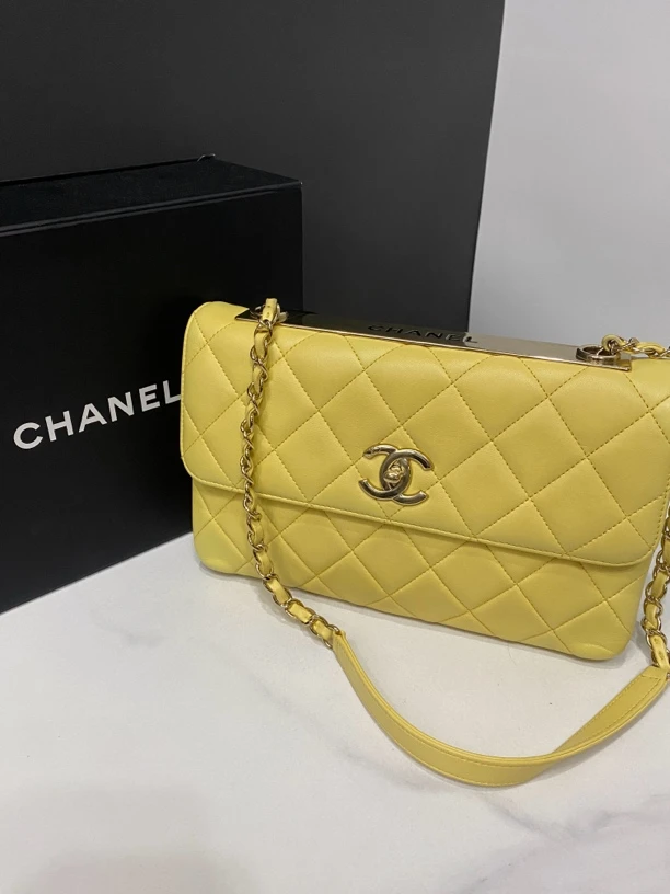 95新 Chanel/香奈儿 黄色trendy cc 法棍包/27开26Cm/0034081909