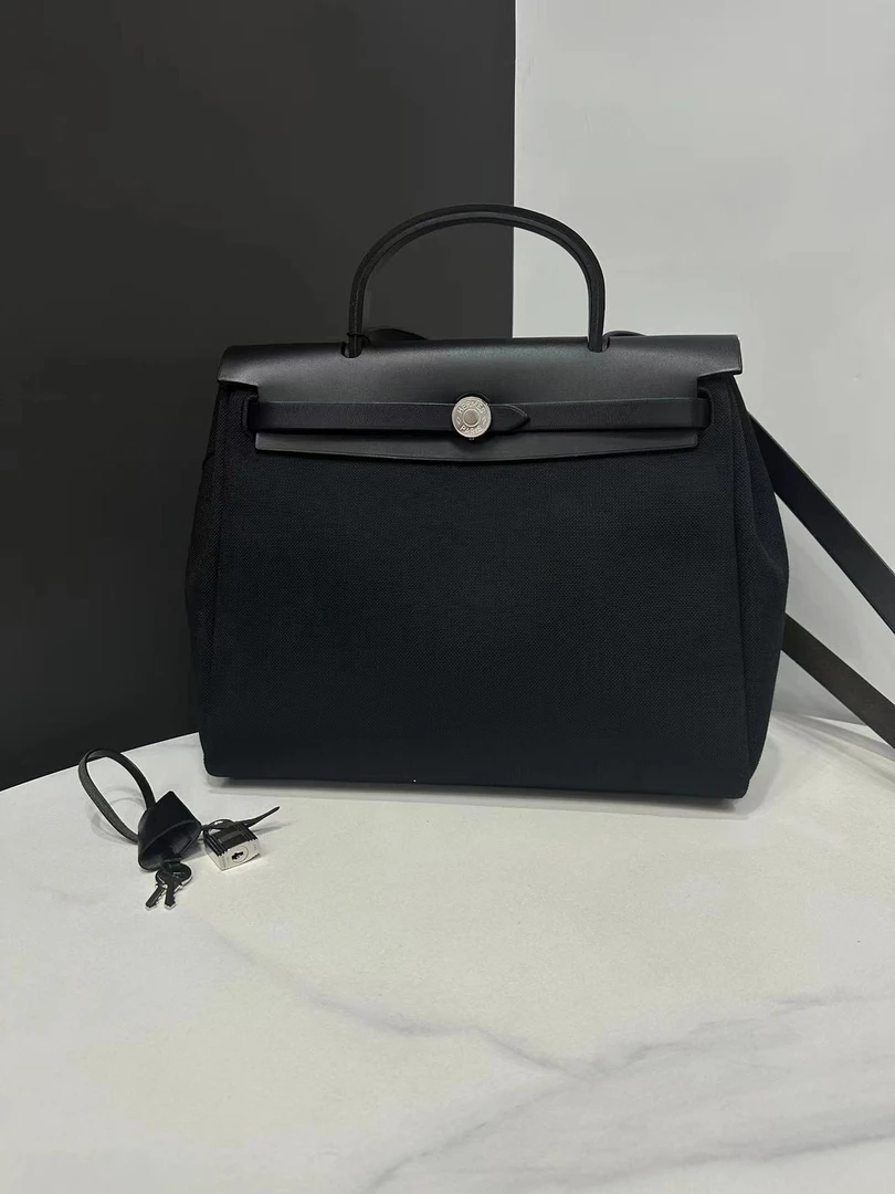 95新 Hermes/爱马仕 帆布拼皮herbag31 D刻/0534081102