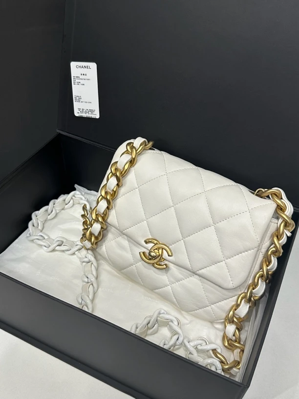 95新 Chanel/香奈儿 22S陶瓷链白金方胖子芯片18cm/JJ4082904