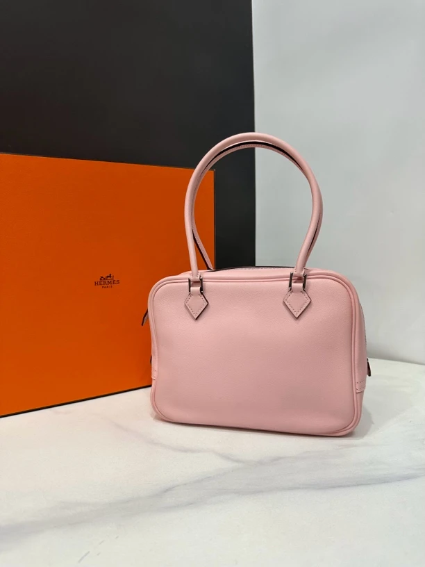 95新 Hermes/爱马仕 樱花粉plume羽毛包T刻20cm/0534081623