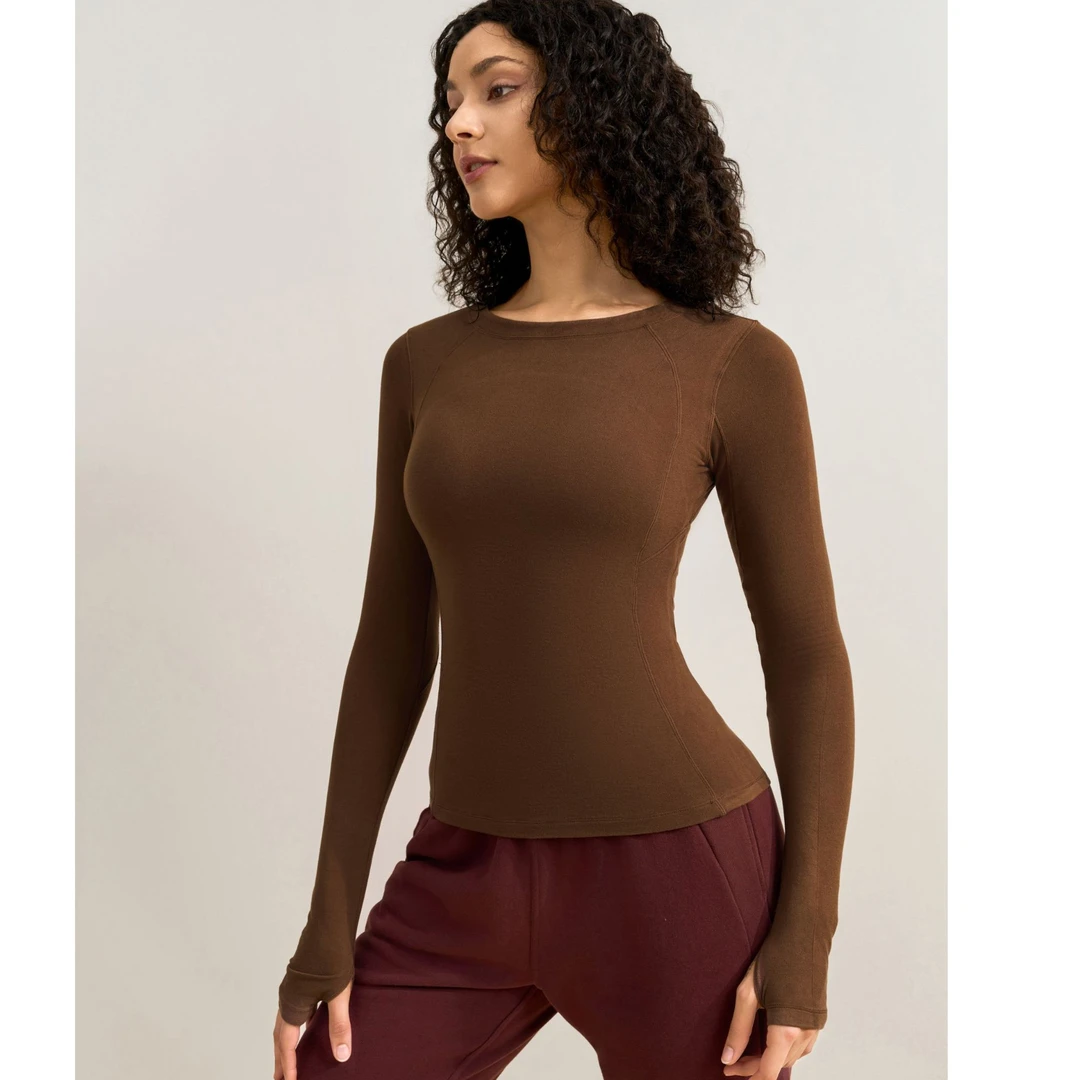 BILABO/彼拉博F-692显瘦瑜伽紧身修身运动高领圆领秋冬长袖上衣