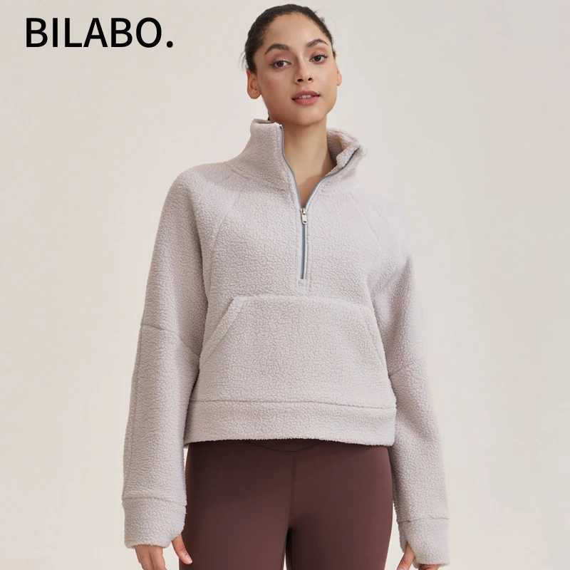 BILABO/彼拉博F-638仿羊羔绒女款长袖运动户外休闲连帽保暖秋冬