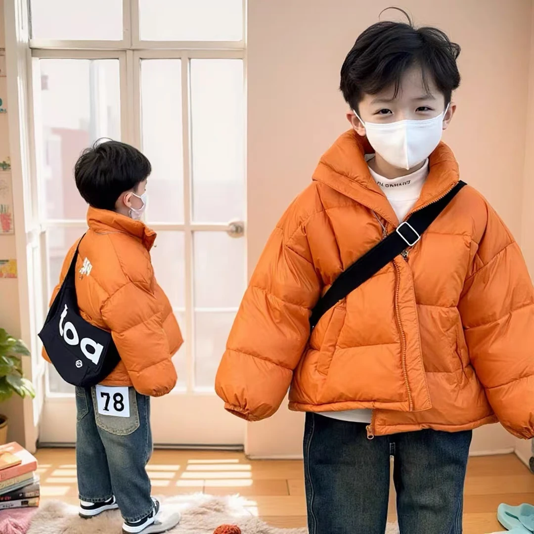 男童羽绒服儿童冬季新款加厚保暖短款羽绒服宝宝羽绒服纯白鸭绒