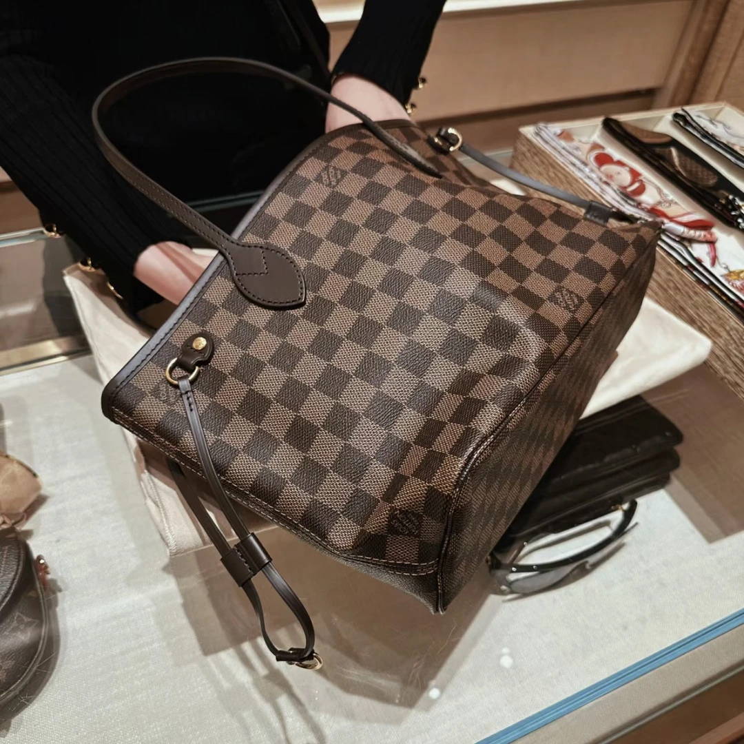 全新代购 LV/路易威登 棕色棋盘格 小号托特包