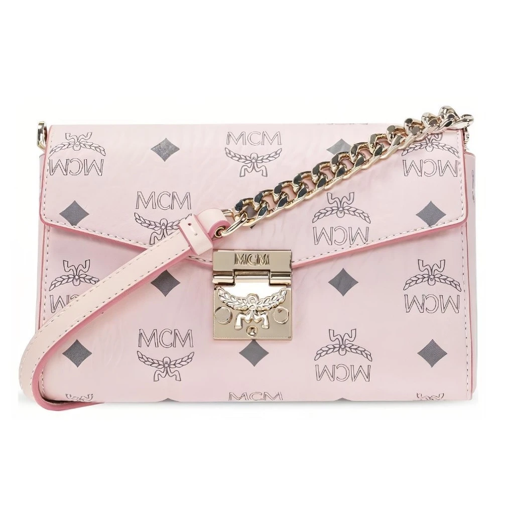 95新 MCM mcm/ 轻雾粉限定色小号链条包