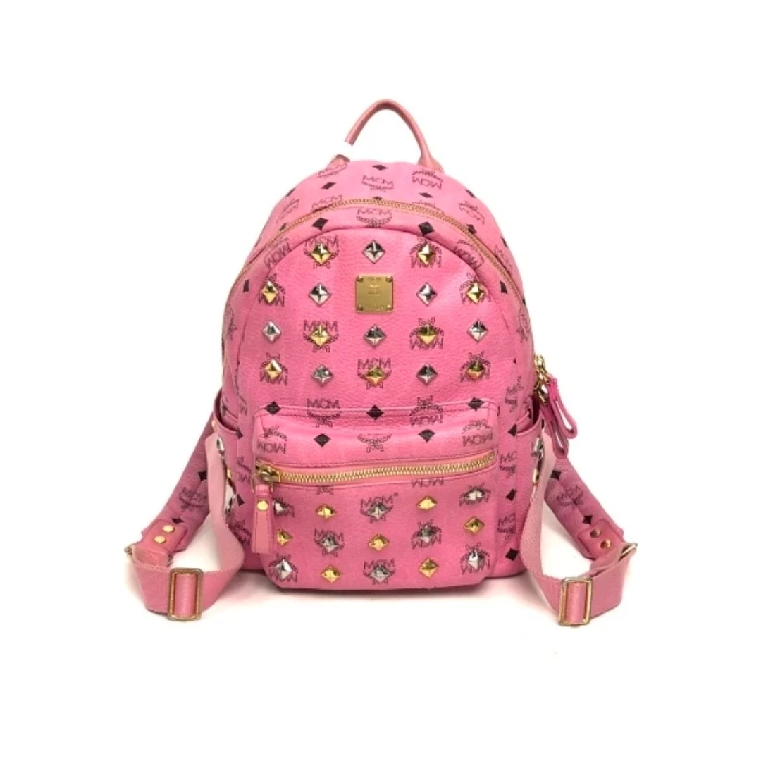 95新 MCM Mcm/ 粉色双肩包W07376