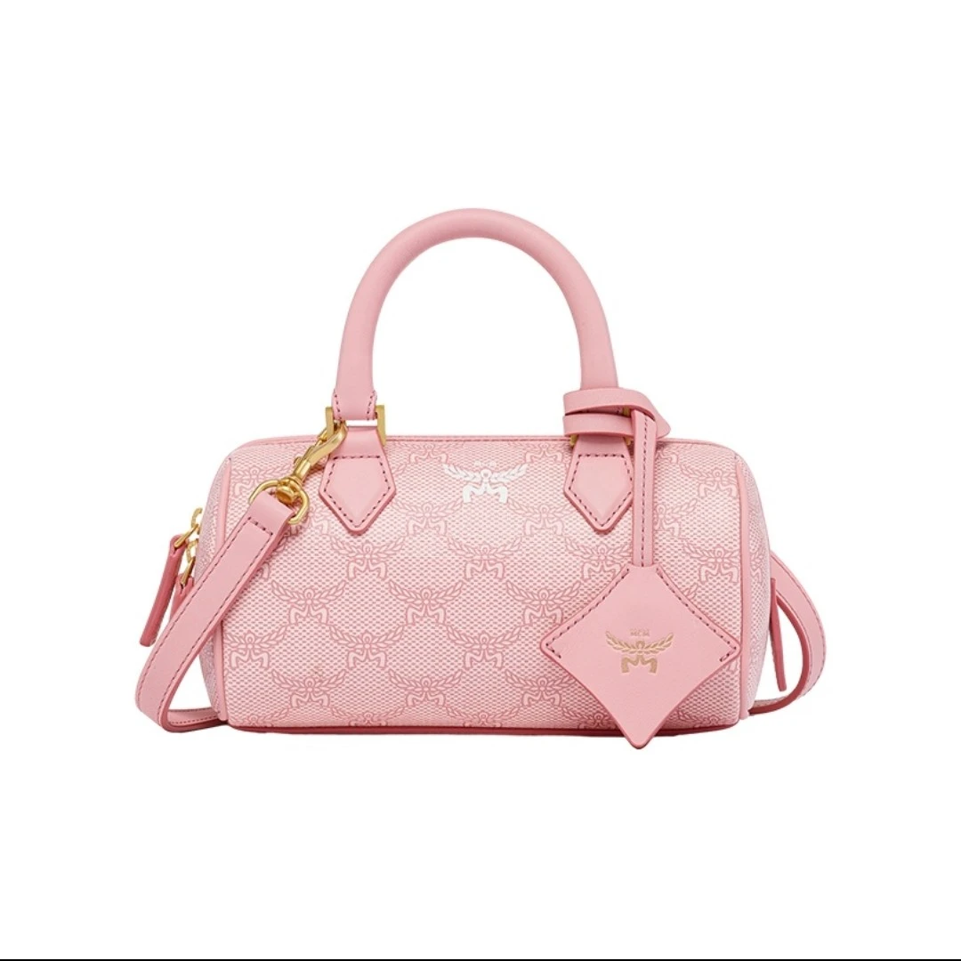 99新 MCM Mcm/ 新款波士顿粉色单肩包W19472