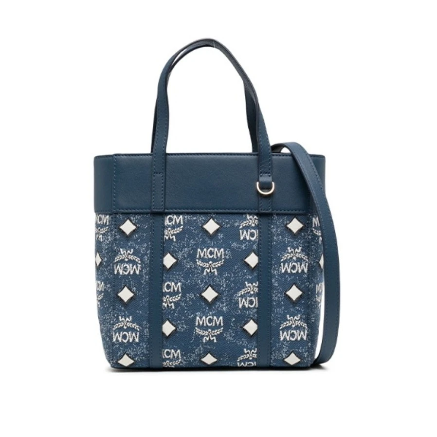 95新 MCM Mcm/ 新款牛仔蓝菜篮子斜挎包