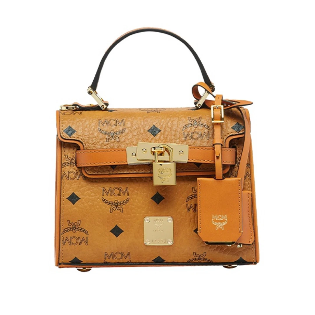 99新 MCM Mcm/干邑色kelly斜挎包W19994