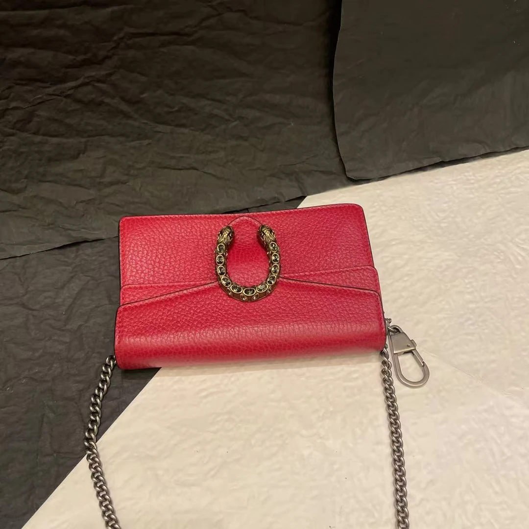 95新 GUCCI/古驰 【小考拉】GUCCI 红色钻扣mini酒神单肩包