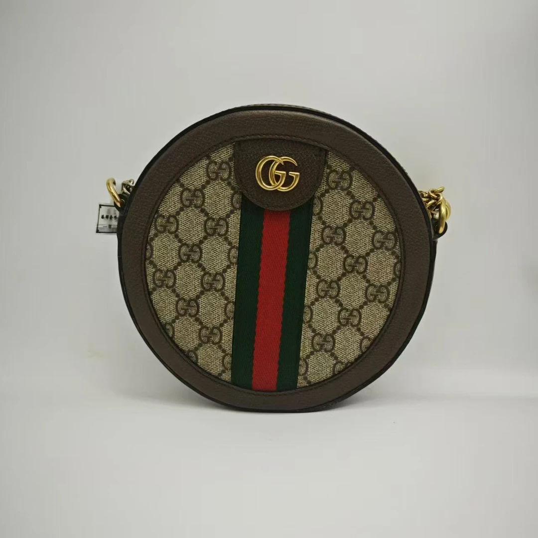 95新 GUCCI/古驰 Gucci/ op系列老花圆饼斜挎包W29371