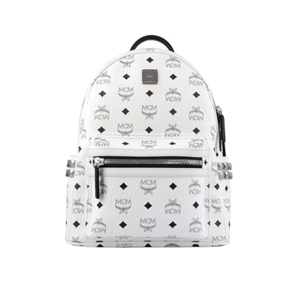95新 MCM Mcm/ 白色中号双肩包
