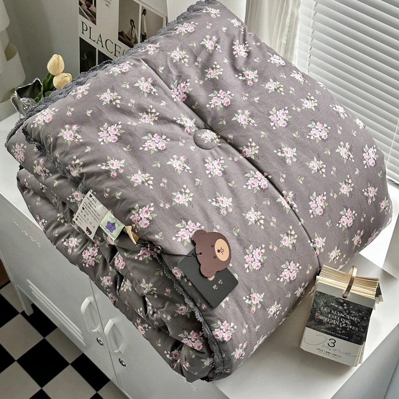 韩国小碎花豆豆被学生单人春秋被花边被子秋冬加厚双人冬被可机洗
