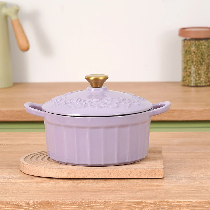 YANZAO/焱造铸铁珐琅锅23口径北欧花瓣炖锅