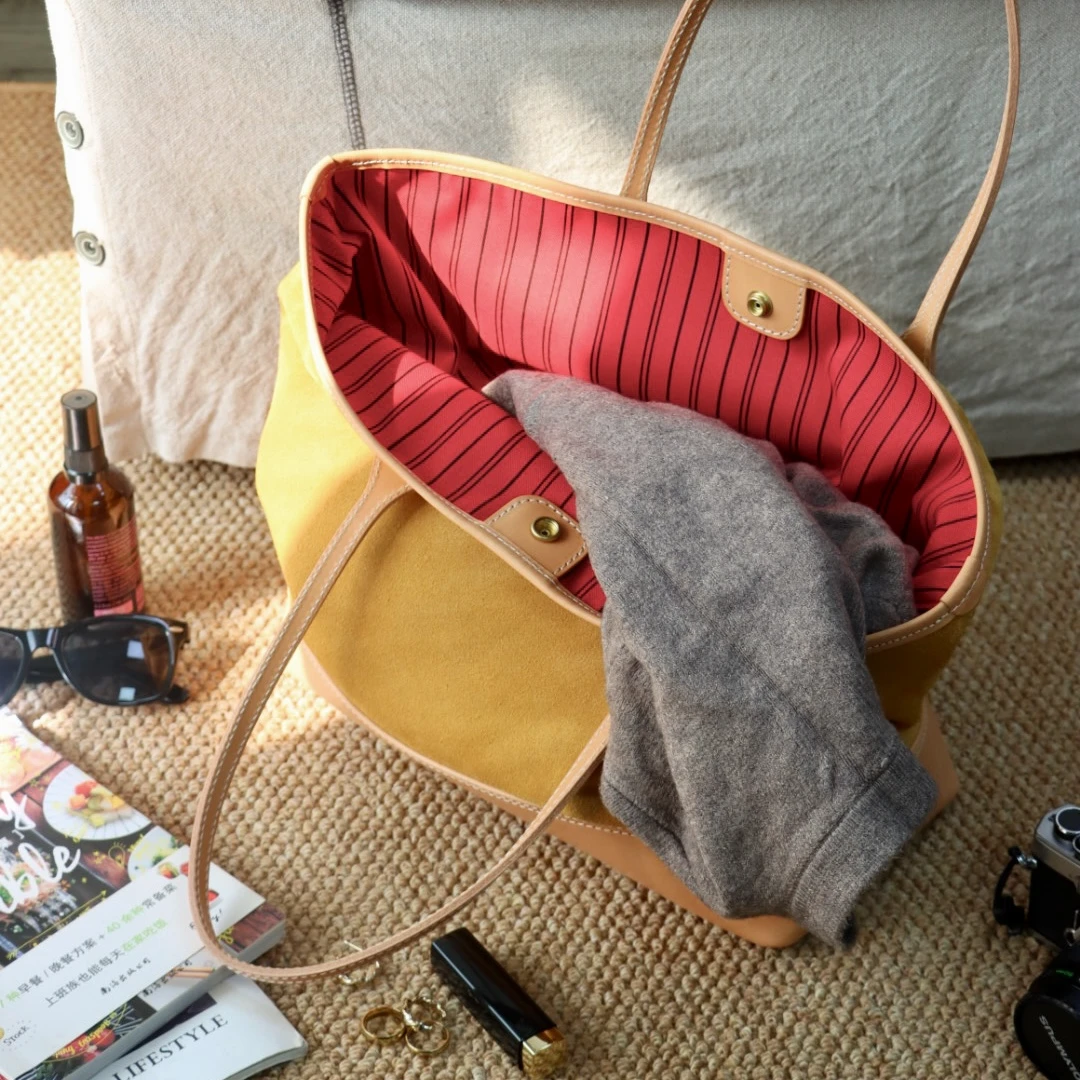 文艺牛皮反绒托特包品质优雅简约经典纯色韩版秋冬时尚