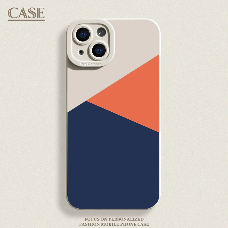 橙色几何适用iPhone15ProMax手机壳14苹果13硅胶12软7p8p男女11xs