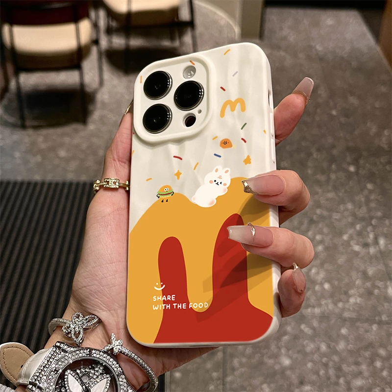 M记兔子汉堡苹果iphone15P手机壳14promax褶皱13pro全包12 11 8