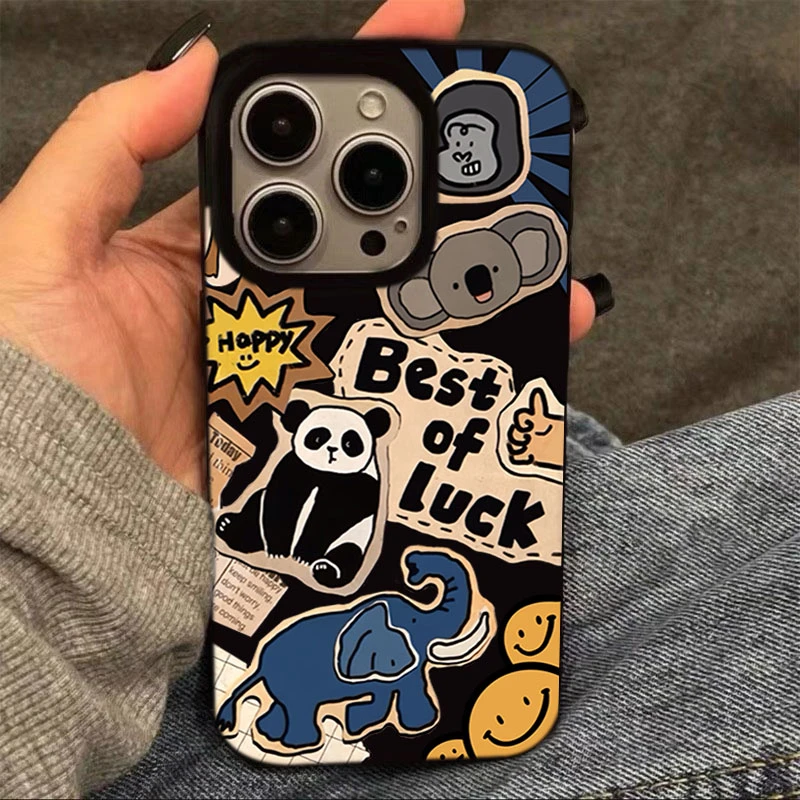 复古丛林动物适用苹果15手机壳iphone13亮面14promax新款12软11女