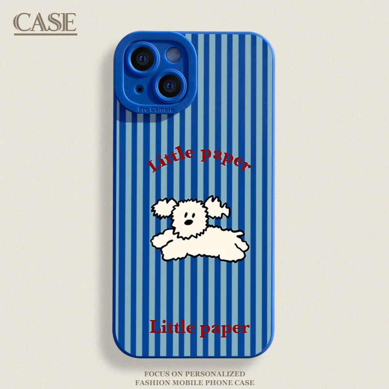 条纹小狗iPhone15ProMax手机壳14苹果13硅胶12全包78p男女11xs/xr