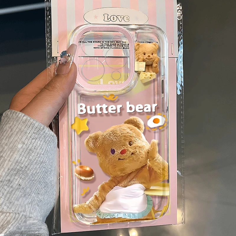 黄油小熊适用苹果16 15手机壳iPhone13promax防摔14 12男女xr软11