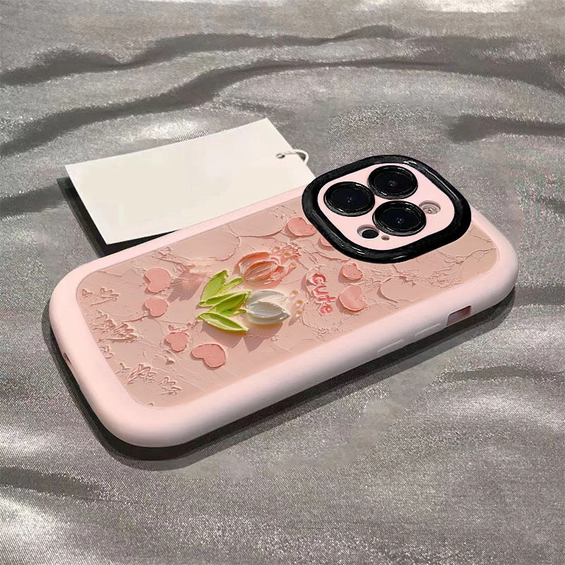 油画郁金香苹果14promax手机壳iphone15全包11硅胶13pro高级12p软